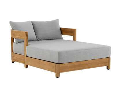 Santino® Outdoor Daybed - Gray Fabric with Teak Frame - Abbyson - Outdoor