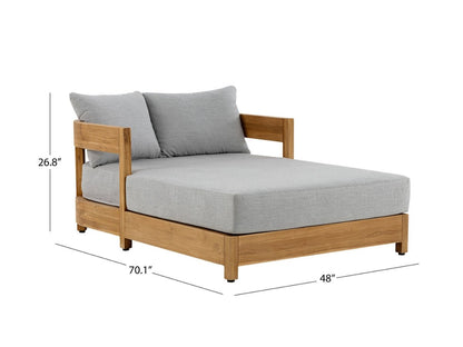 Santino® Outdoor Daybed - Gray Fabric with Teak Frame - Abbyson - Outdoor