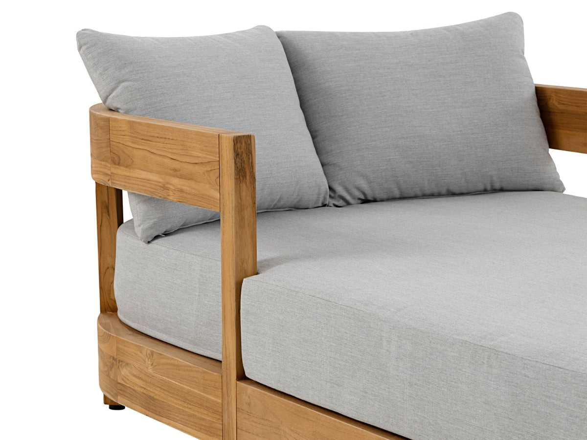 Santino® Outdoor Daybed - Gray Fabric with Teak Frame - Abbyson - Outdoor
