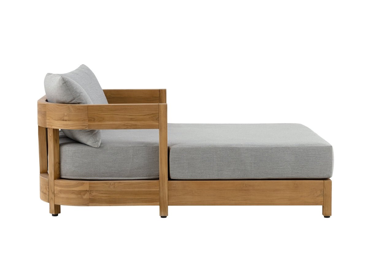 Santino® Outdoor Daybed - Gray Fabric with Teak Frame - Abbyson - Outdoor