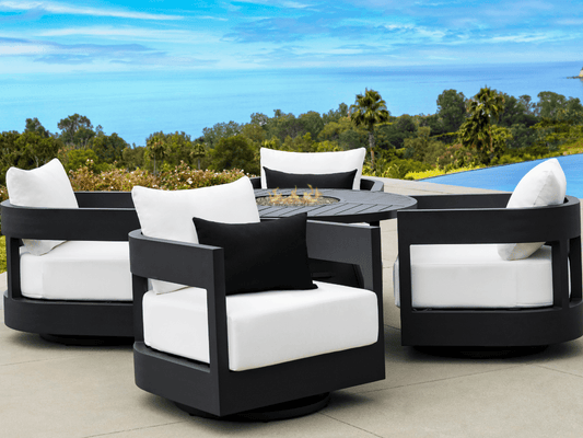 Santino® Outdoor Fire Chat Set with Armchairs - Abbyson - Outdoor