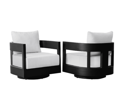 Santino® Outdoor Fire Chat Set with Swivel Armchairs - Abbyson - Outdoor