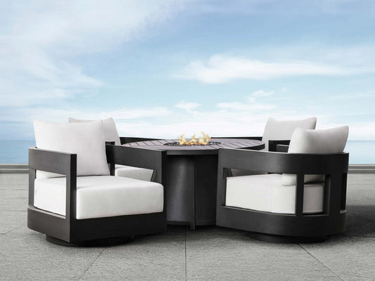 Santino® Outdoor Fire Chat Set with Swivel Armchairs - Abbyson - Outdoor