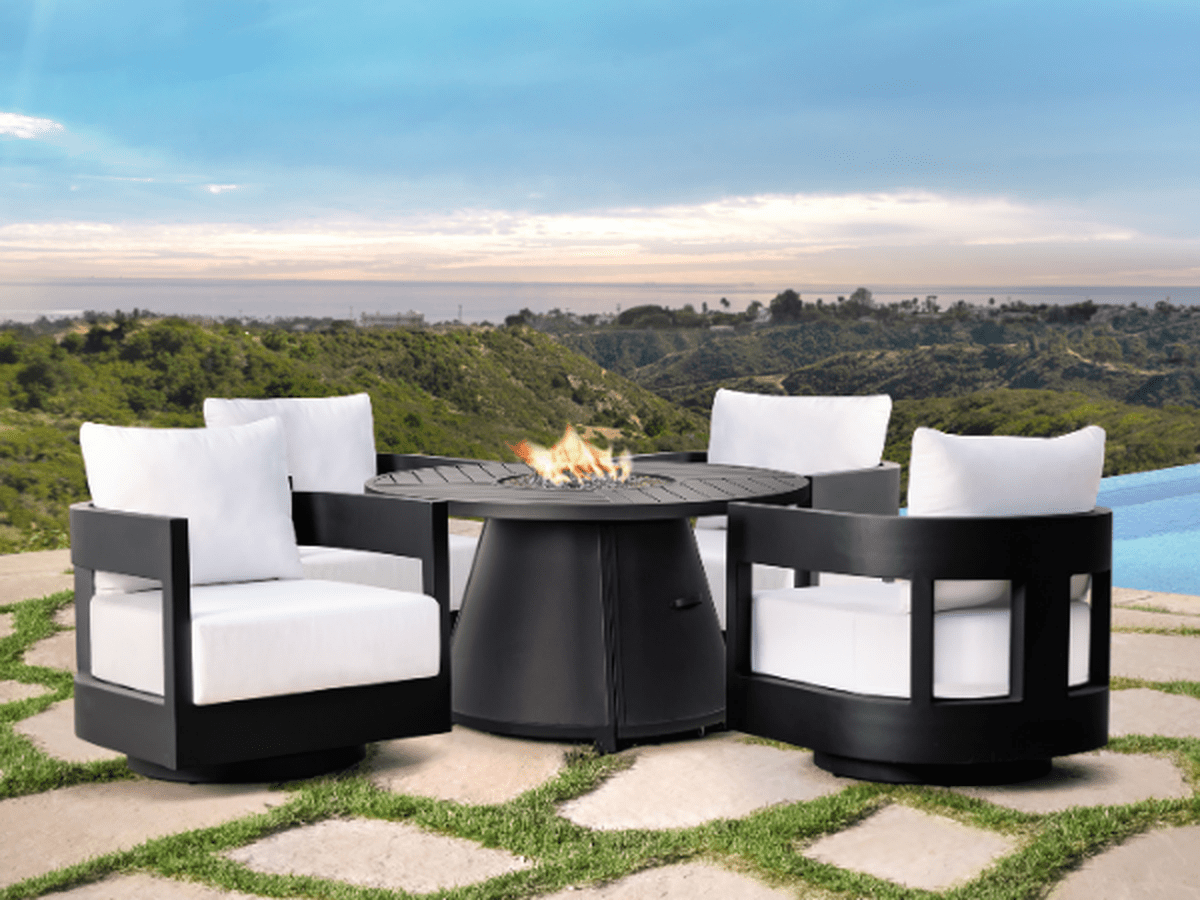Santino® Outdoor Fire Chat Set with Swivel Armchairs - Abbyson - Outdoor