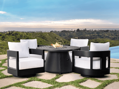 Santino® Outdoor Fire Chat Set with Swivel Armchairs - Abbyson - Outdoor