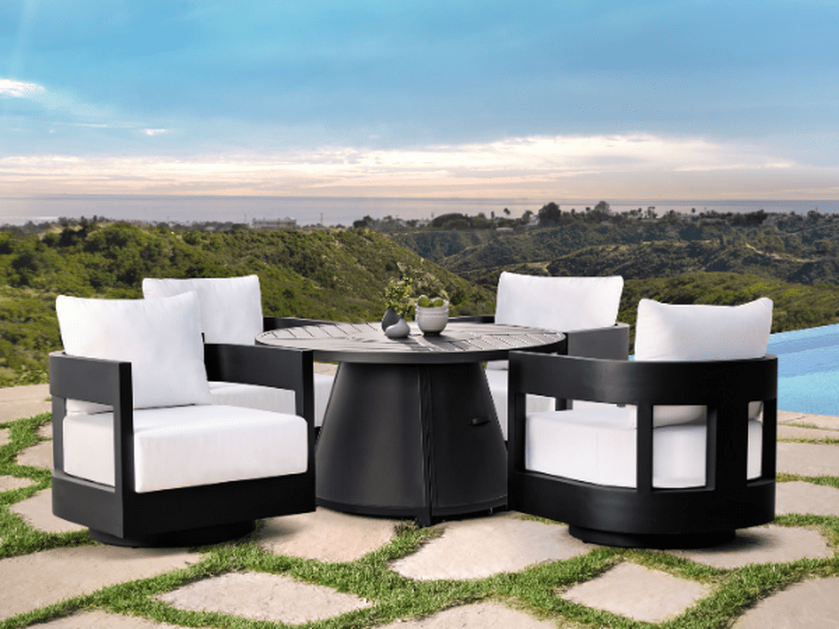 Santino® Outdoor Fire Chat Set with Swivel Armchairs - Abbyson - Outdoor