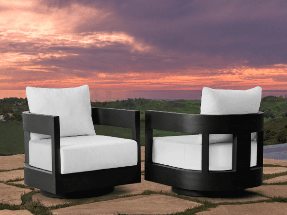 Santino® Outdoor Fire Chat Set with Swivel Armchairs - Abbyson - Outdoor