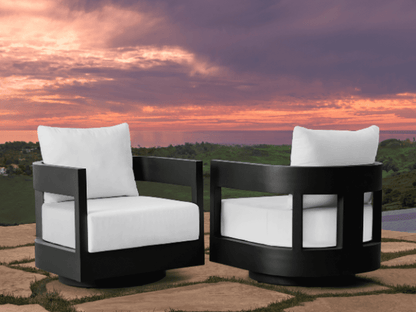 Santino® Outdoor Fire Chat Set with Swivel Armchairs - Abbyson - Outdoor