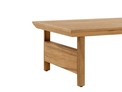 Santino® Outdoor Sofa & Coffee Table Collection - Gray Fabric with Teak Frame - Abbyson - Outdoor