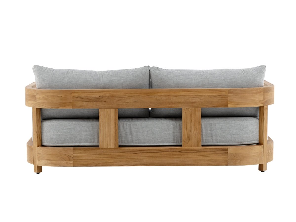 Santino® Outdoor Sofa & Coffee Table Collection - Gray Fabric with Teak Frame - Abbyson - Outdoor