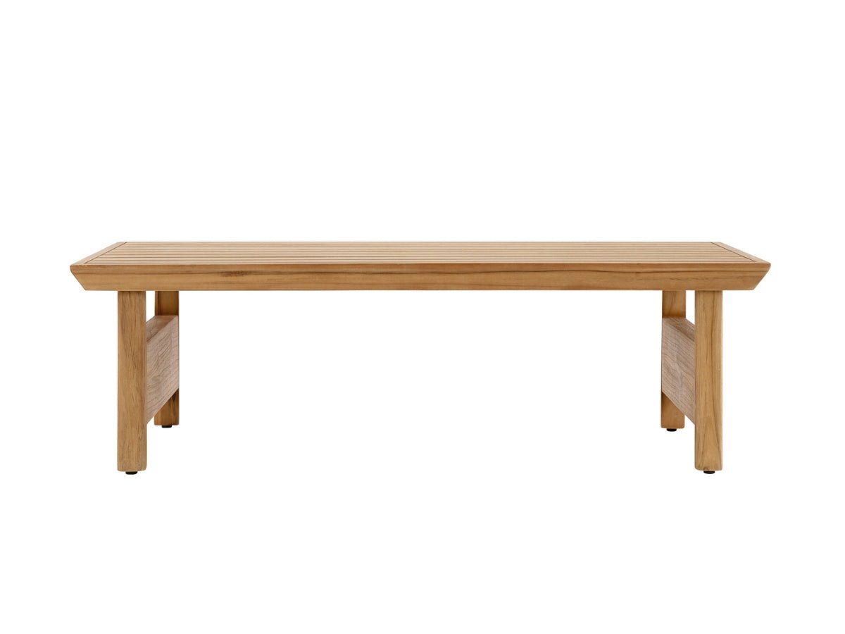 Santino® Outdoor Sofa & Coffee Table Collection - Gray Fabric with Teak Frame - Abbyson - Outdoor