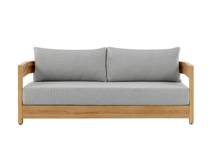 Santino® Outdoor Sofa & Coffee Table Collection - Gray Fabric with Teak Frame - Abbyson - Outdoor