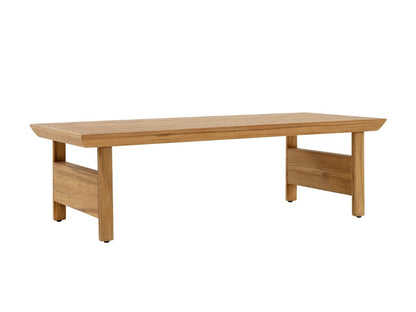 Santino® Outdoor Sofa & Coffee Table Collection - Gray Fabric with Teak Frame - Abbyson - Outdoor