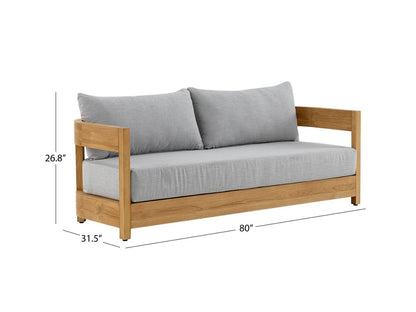 Santino® Outdoor Sofa & Coffee Table Collection - Gray Fabric with Teak Frame - Abbyson - Outdoor