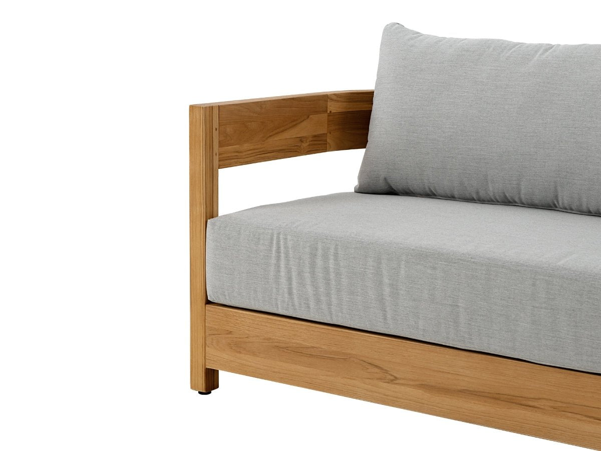 Santino® Outdoor Sofa & Coffee Table Collection - Gray Fabric with Teak Frame - Abbyson - Outdoor