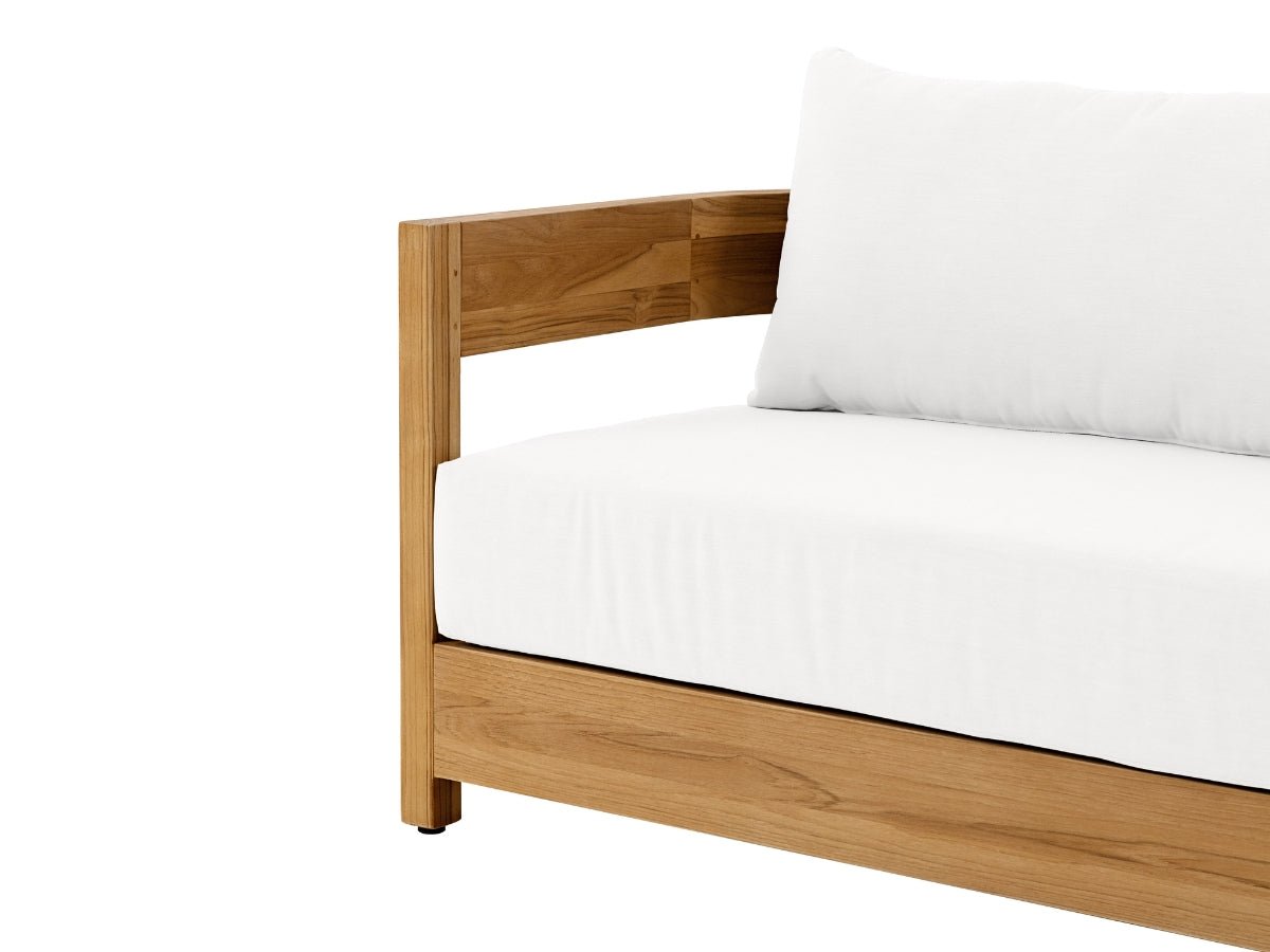 Santino® Outdoor Sofa & Coffee Table Collection - White Fabric with Teak Frame - Abbyson - Outdoor