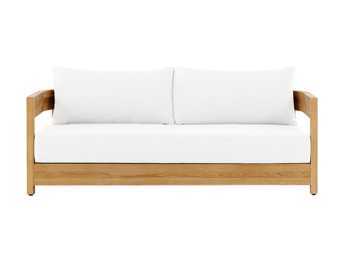 Santino® Outdoor Sofa & Coffee Table Collection - White Fabric with Teak Frame - Abbyson - Outdoor
