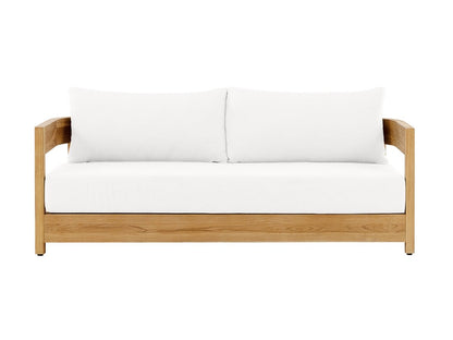 Santino® Outdoor Sofa & Coffee Table Collection - White Fabric with Teak Frame - Abbyson - Outdoor