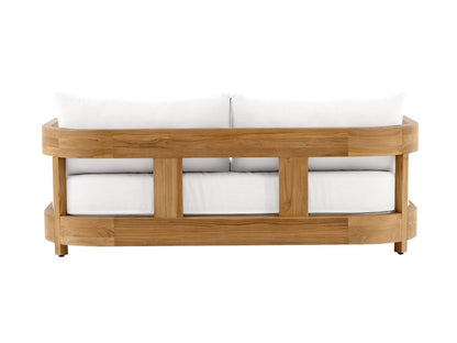 Santino® Outdoor Sofa & Coffee Table Collection - White Fabric with Teak Frame - Abbyson - Outdoor