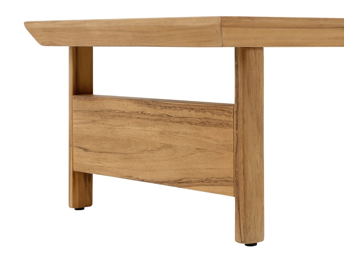 Santino® Outdoor Sofa & Coffee Table Collection - White Fabric with Teak Frame - Abbyson - Outdoor
