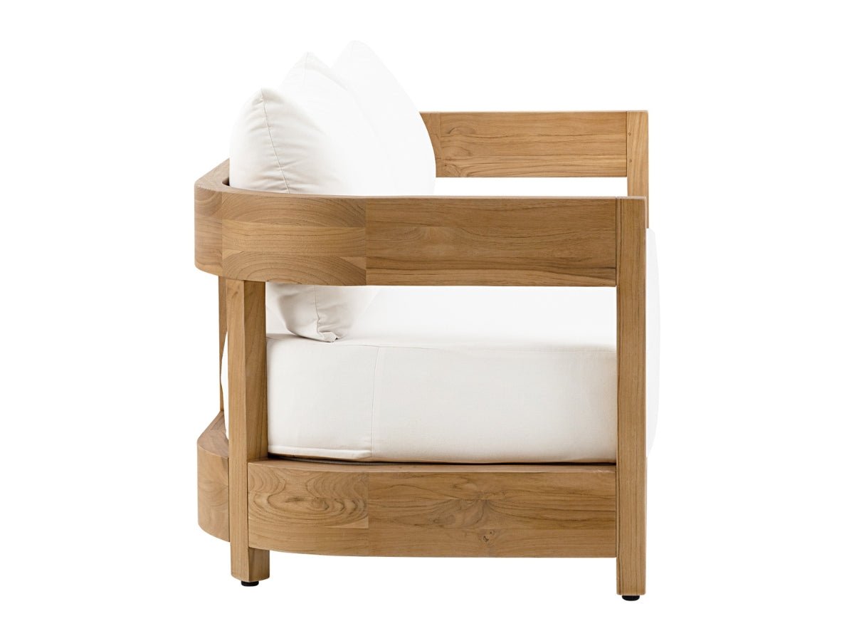 Santino® Outdoor Sofa & Coffee Table Collection - White Fabric with Teak Frame - Abbyson - Outdoor