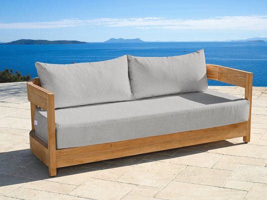 Santino® Outdoor Sofa - Gray Fabric with Teak Frame - Abbyson - Outdoor
