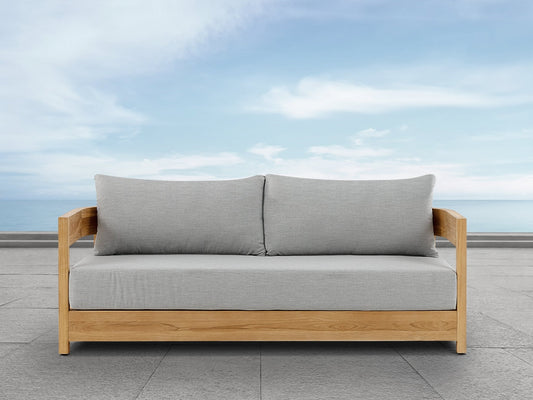 Santino® Outdoor Sofa - Gray Fabric with Teak Frame - Abbyson - Outdoor