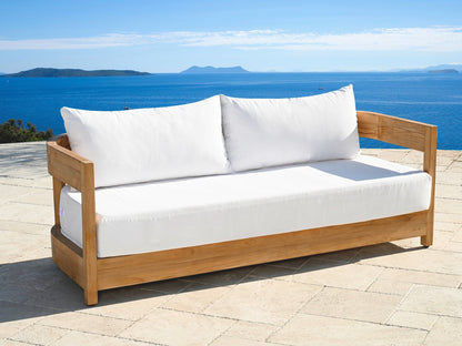 Santino® Outdoor Sofa - White Fabric with Teak Frame - Abbyson - Outdoor