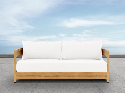 Santino® Outdoor Sofa - White Fabric with Teak Frame - Abbyson - Outdoor