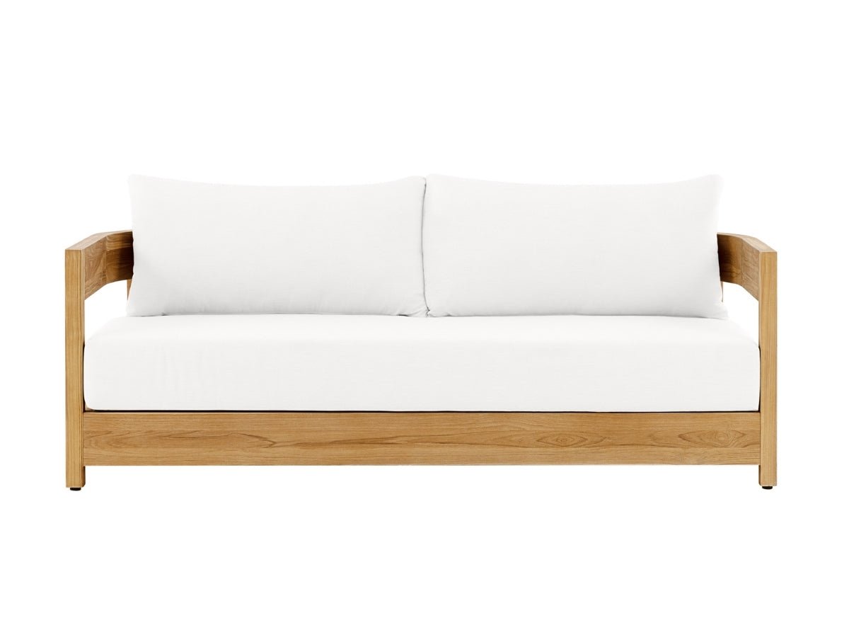 Santino® Outdoor Sofa - White Fabric with Teak Frame - Abbyson - Outdoor