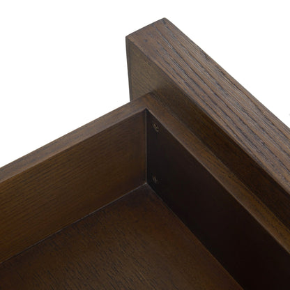Sawyer Oak & Grasscloth 3-Drawer Nightstand, Brown - Abbyson - Bedroom