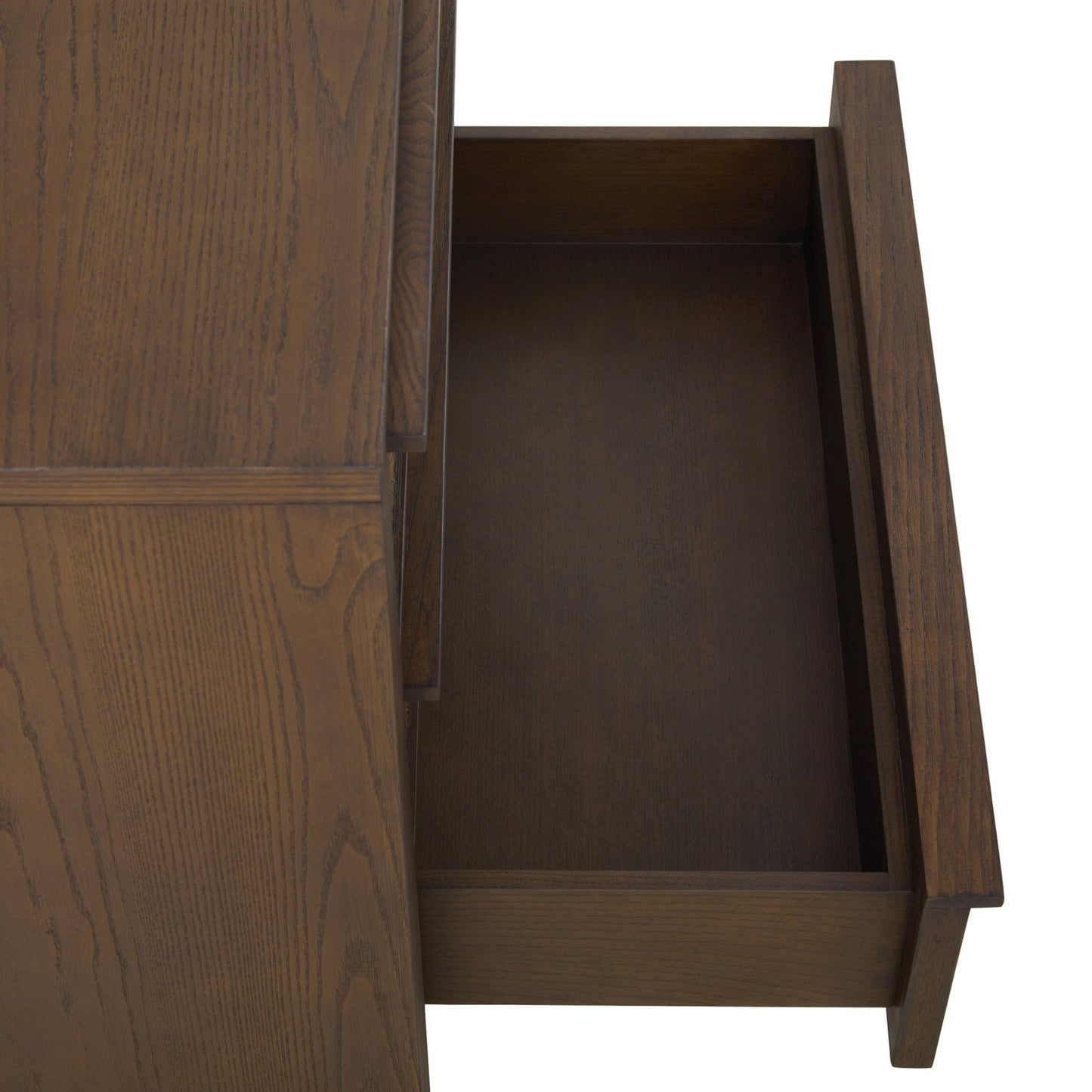 Sawyer Oak & Grasscloth 3-Drawer Nightstand, Brown - Abbyson - Bedroom