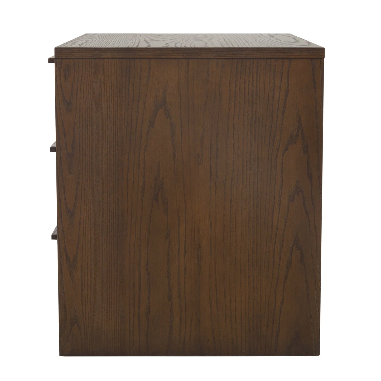 Sawyer Oak & Grasscloth 3-Drawer Nightstand, Brown - Abbyson - Bedroom