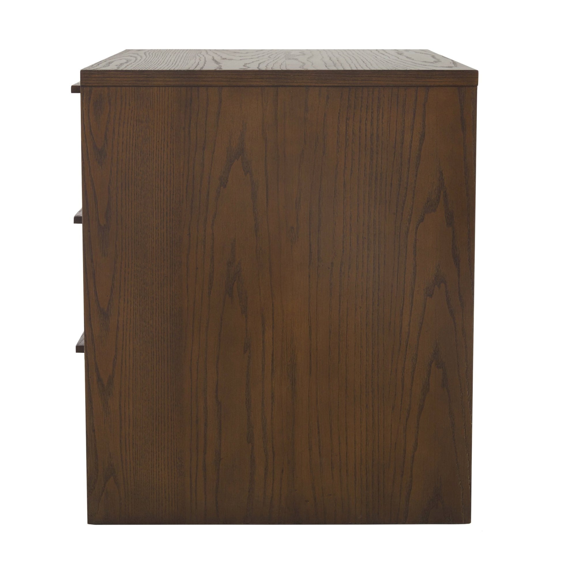 Sawyer Oak & Grasscloth 3-Drawer Nightstand, Brown - Abbyson - Bedroom