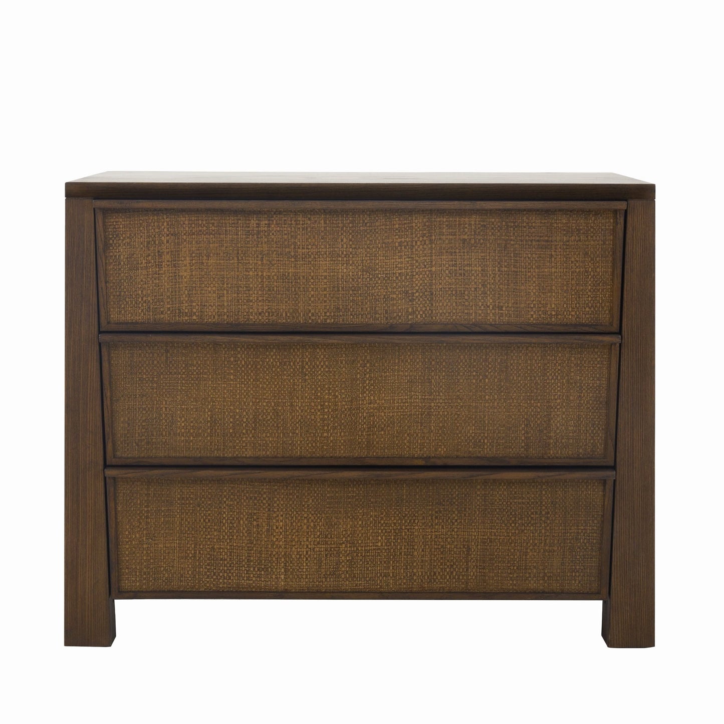 Sawyer Oak & Grasscloth 3-Drawer Nightstand, Brown - Abbyson - Bedroom