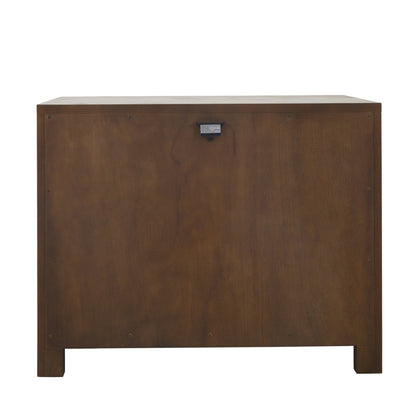 Sawyer Oak & Grasscloth 3-Drawer Nightstand, Brown - Abbyson - Bedroom