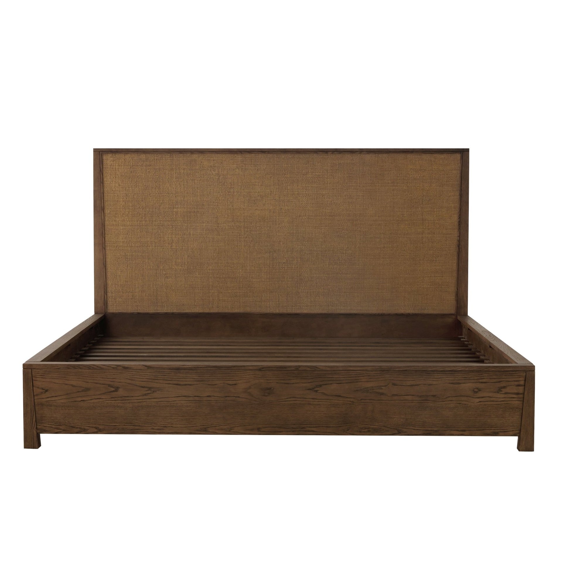 Sawyer Oak & Grasscloth Bed, Brown - King - Abbyson - Bedroom
