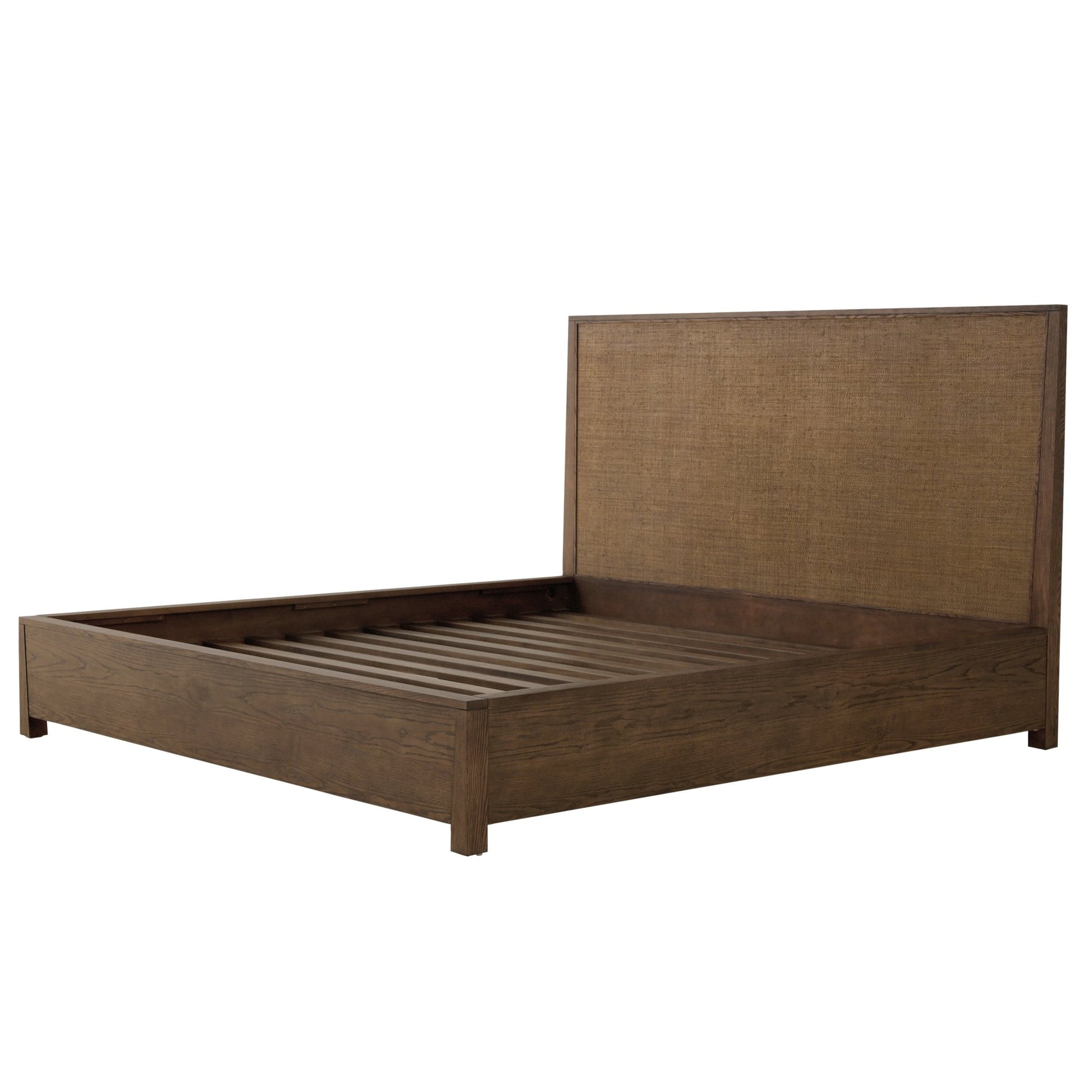 Sawyer Oak & Grasscloth Bed, Brown - King - Abbyson - Bedroom