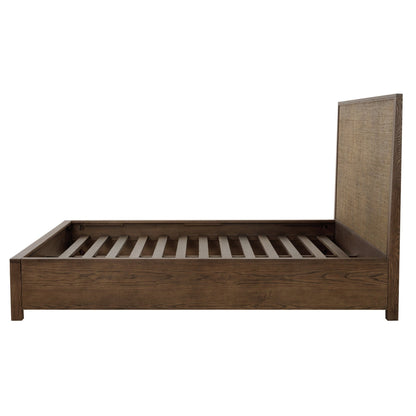 Sawyer Oak & Grasscloth Bed, Brown - King - Abbyson - Bedroom