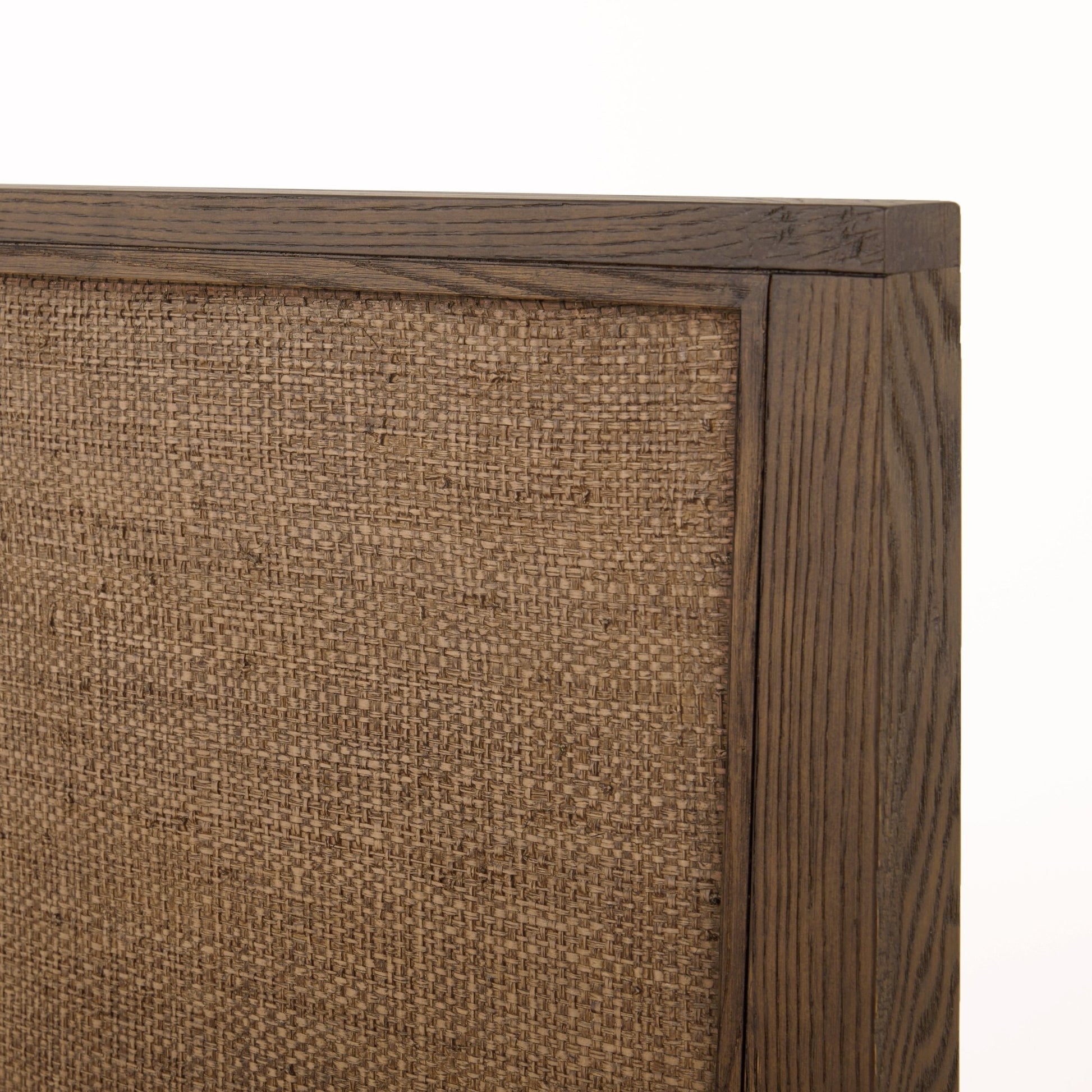 Sawyer Oak & Grasscloth Bed, Brown - King - Abbyson - Bedroom