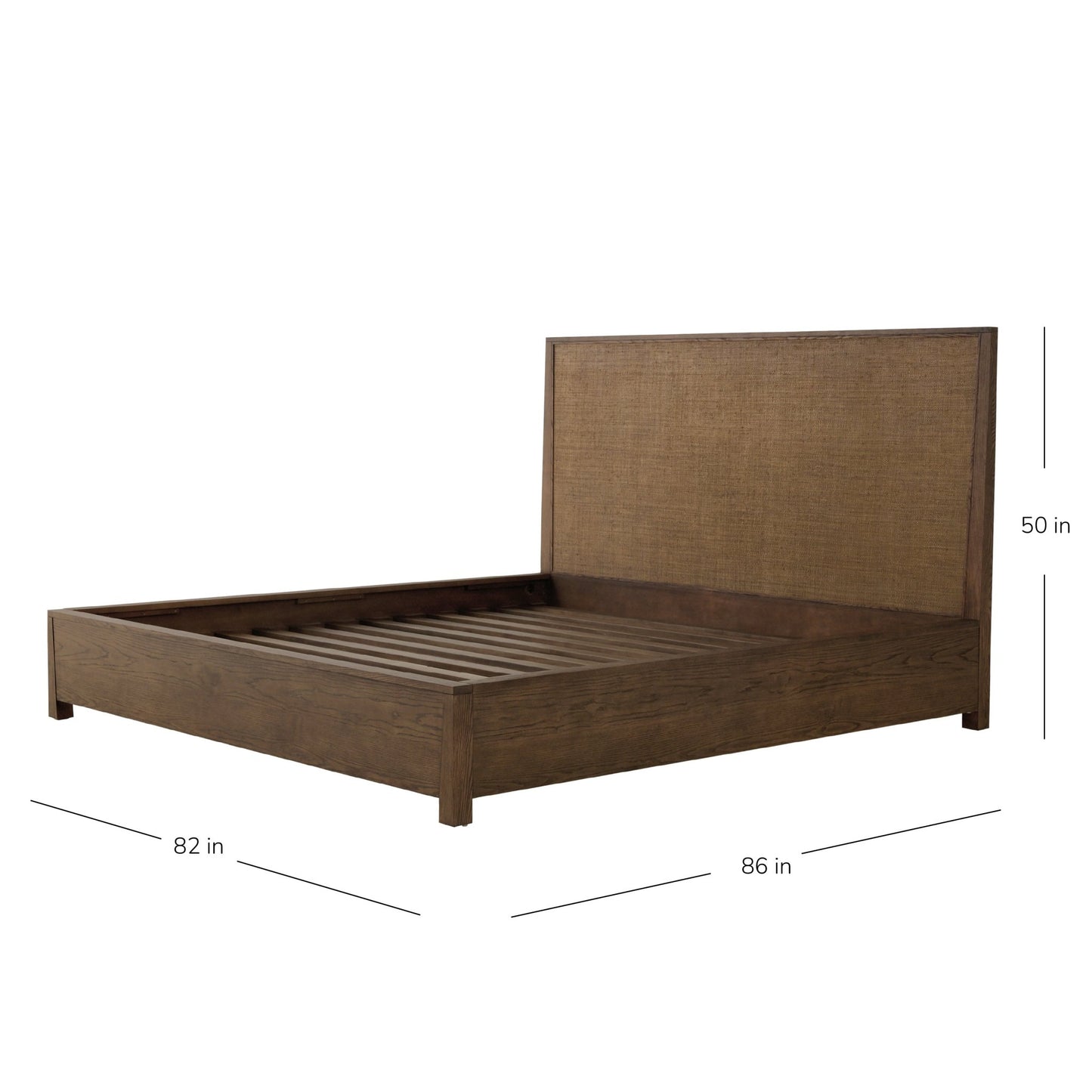 Sawyer Oak & Grasscloth Bed, Brown - King - Abbyson - Bedroom