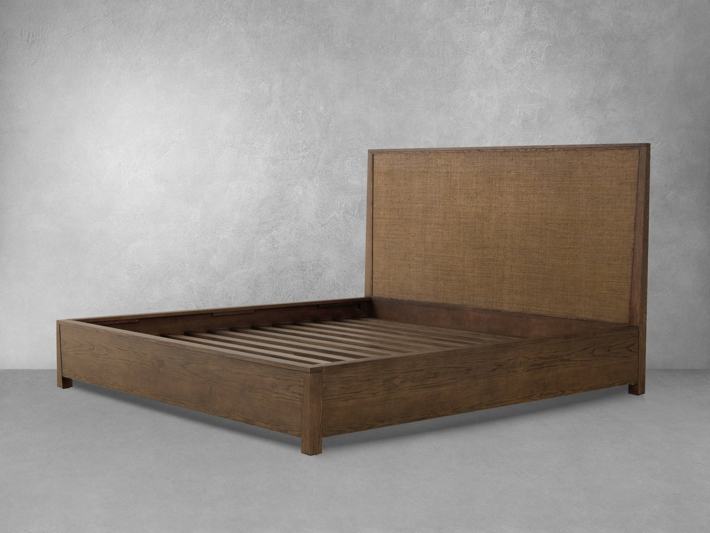 Sawyer Oak & Grasscloth Bed, Brown - King - Abbyson - Bedroom