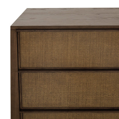 Sawyer Oak & Grasscloth Dresser, Brown - Abbyson - Bedroom
