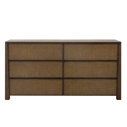 Sawyer Oak & Grasscloth Dresser, Brown - Abbyson - Bedroom