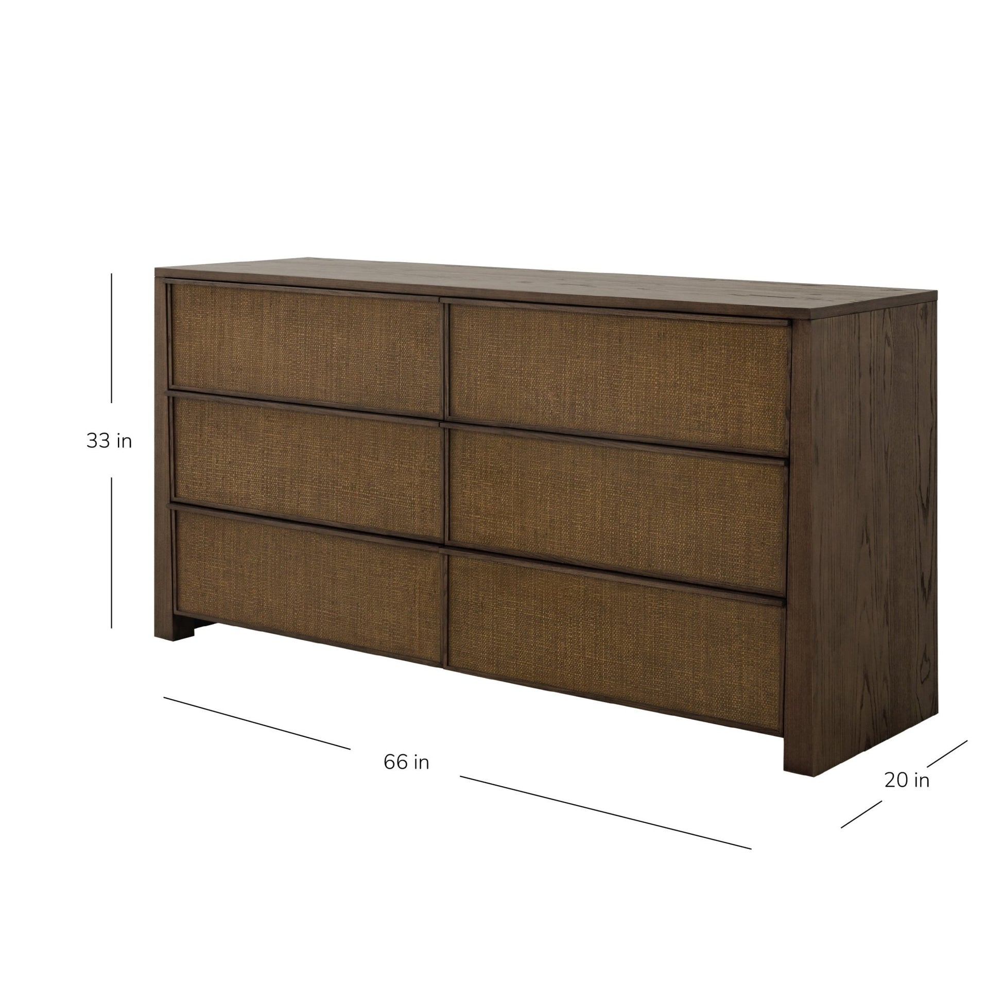 Sawyer Oak & Grasscloth Dresser, Brown - Abbyson - Bedroom
