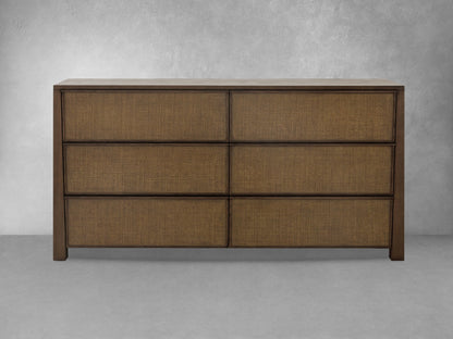 Sawyer Oak & Grasscloth Dresser, Brown - Abbyson - Bedroom