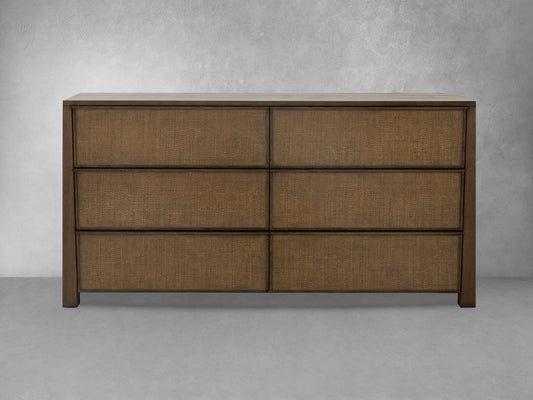 Sawyer Oak & Grasscloth Dresser, Brown - Abbyson - Bedroom