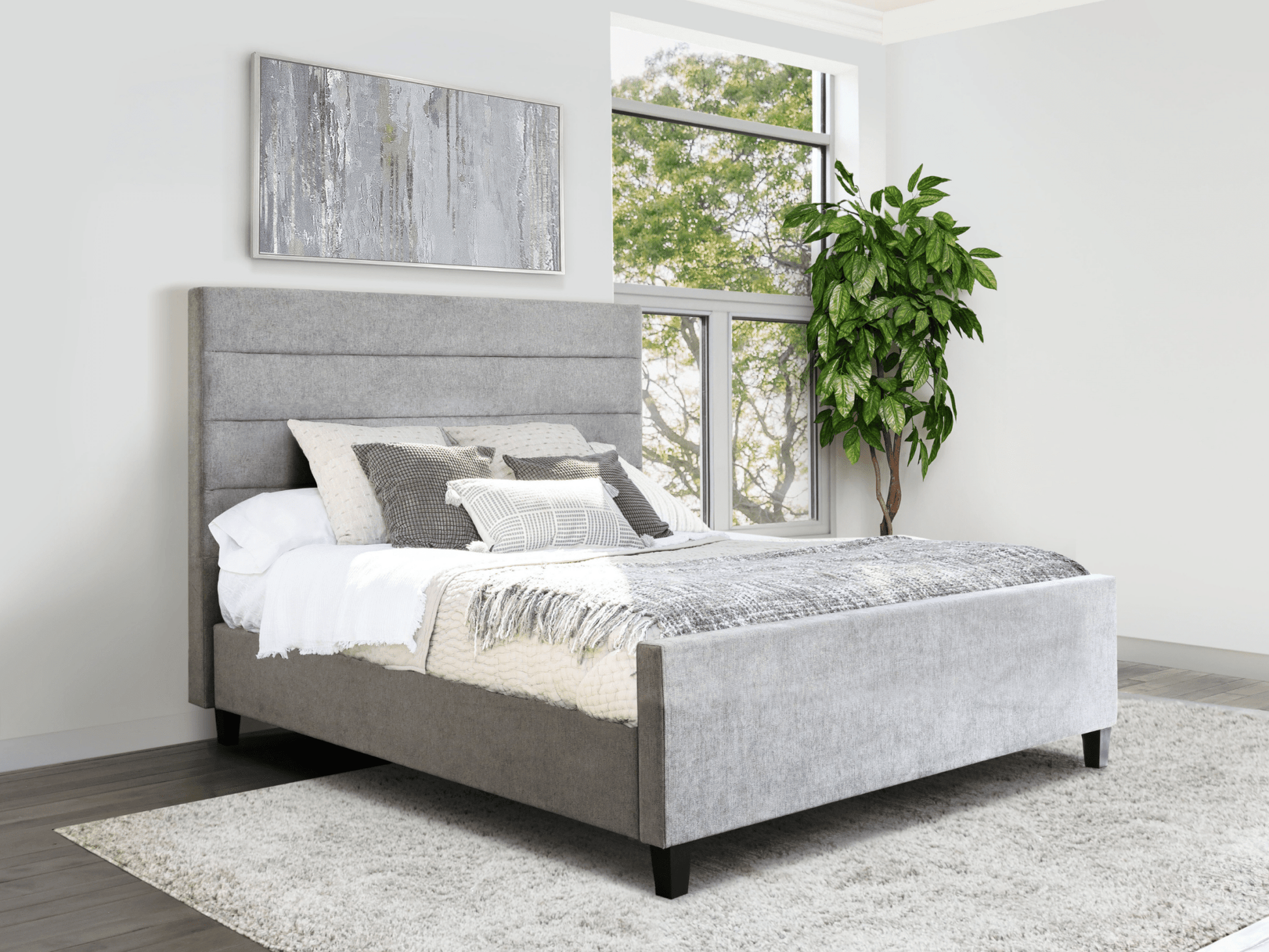 Seneca (Athena) Upholstered Bed - Gray - King - Abbyson - Bedroom