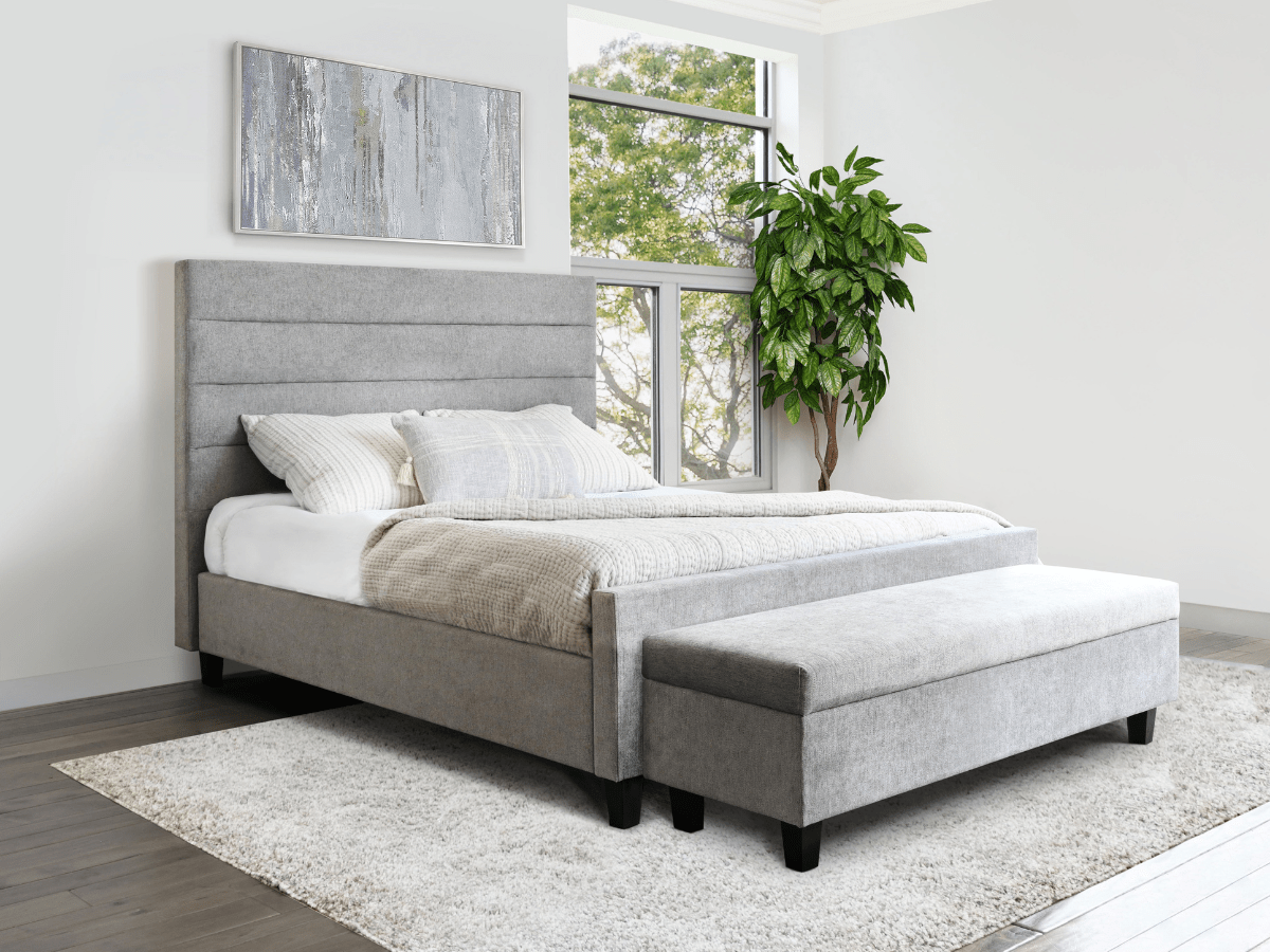 Seneca Upholstered Bench - Gray - Abbyson - Bedroom