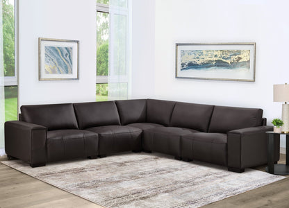 Teagan 6-pc Leather Modular Sectional - Brown - Abbyson - Living Room